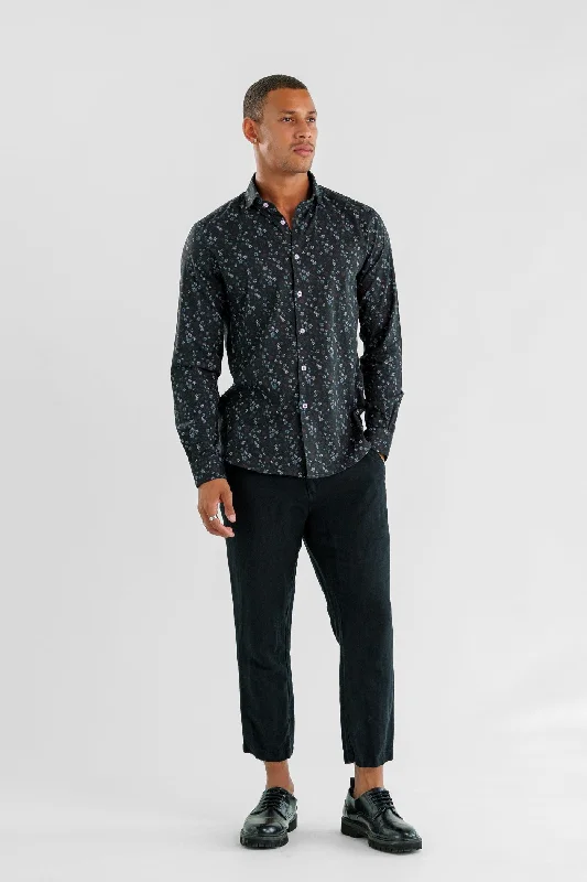 NOVA - Black Floral Long Sleeve Shirt Disco