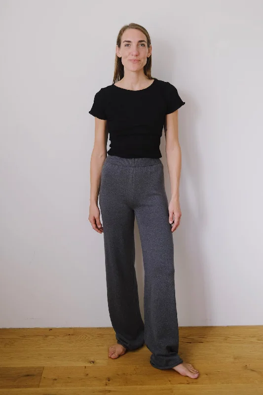 cotton knit pants - ana - grey Traditional Women's Wool