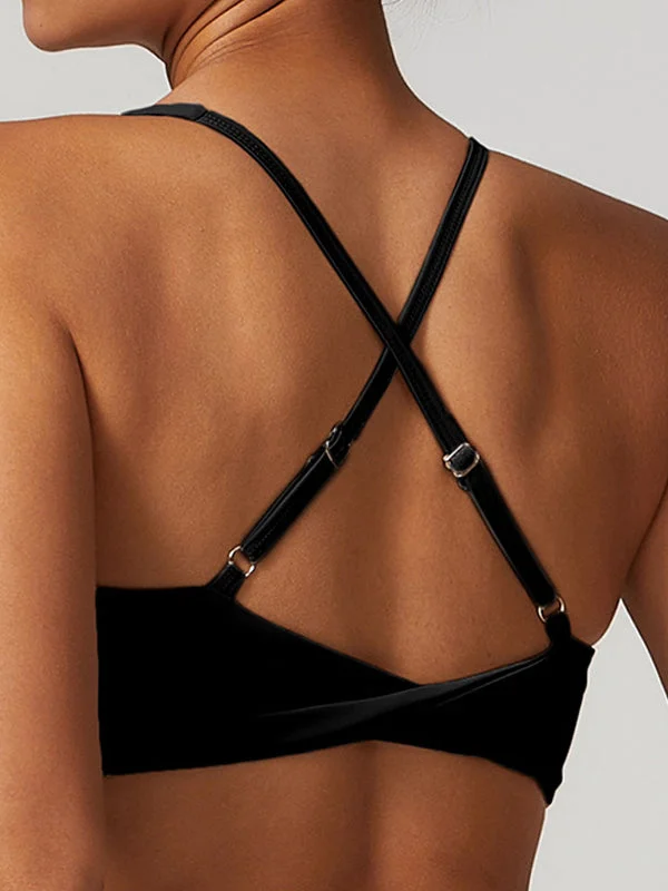 ZASUWA Female Cross Back Twist Deep V Sports Bras Laid - back Women's Vibe