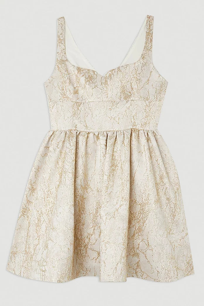 Karen Millen Tailored Jacquard Strappy Mini Prom Dress Cool Women's Distressed