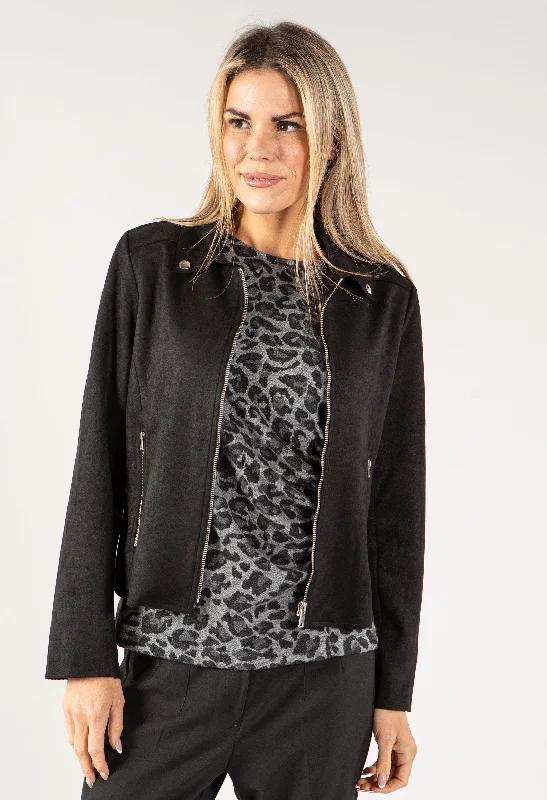 Suedette Biker Jacket Athletic Women's High - 