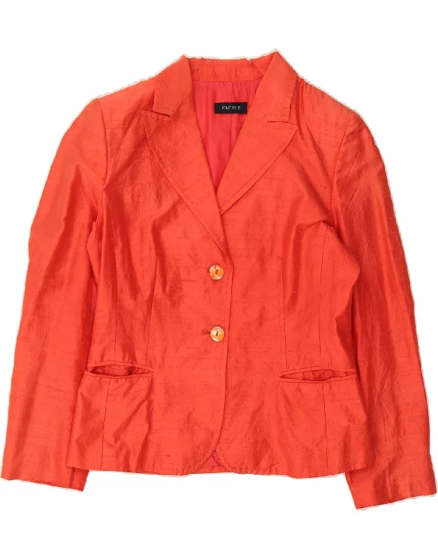 VINTAGE Womens 2 Button Blazer Jacket IT 46 Large Red Silk Vintage Women's 1970S 