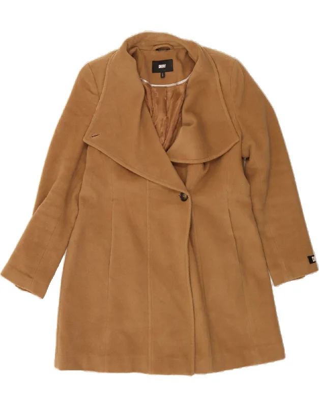 DKNY Womens Overcoat UK 16 Large Brown Wool Street