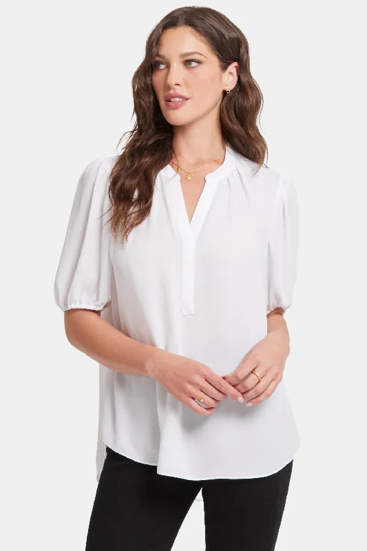 Short Puff Sleeve Popover Top - Optic White Rugged Women's Outdoor 