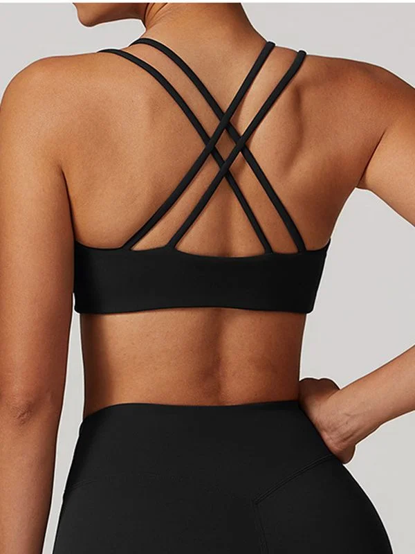 ZASUWA Female Cross Back Elastic Tight Sports Bras Minimalist Women's Casual