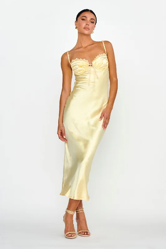 Fortune Lace Trim Bust Tie Midi Dress Butter Modern Women's Tech