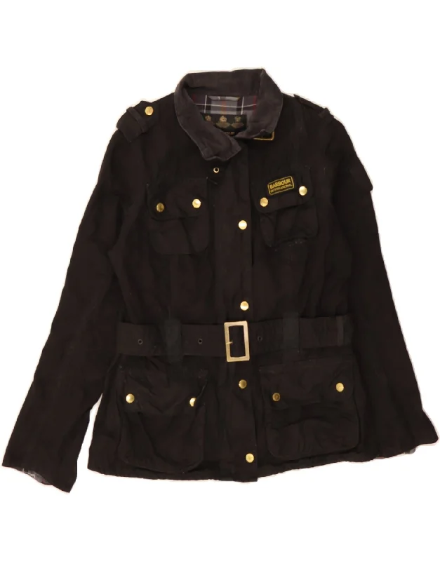BARBOUR Womens Utility Jacket UK 12 Medium Black Cotton Streetwear Style for 