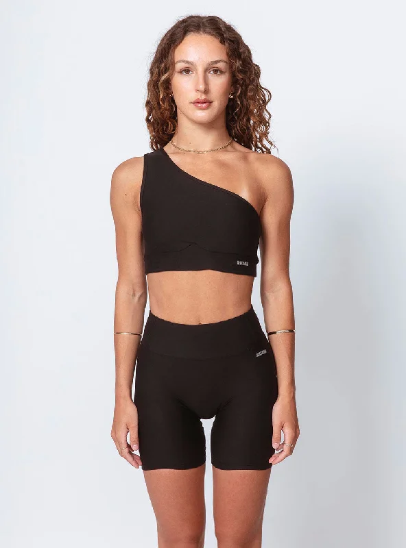 Women's Solo Shoulder Top Black Refined Women's Velvet