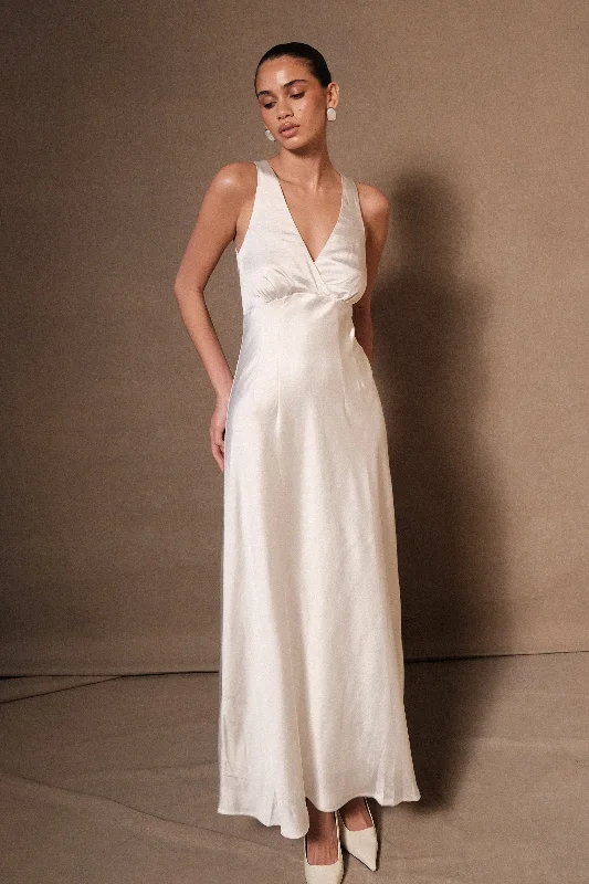 Meghan Satin Maxi Dress - Ivory Dynamic Women's Moto