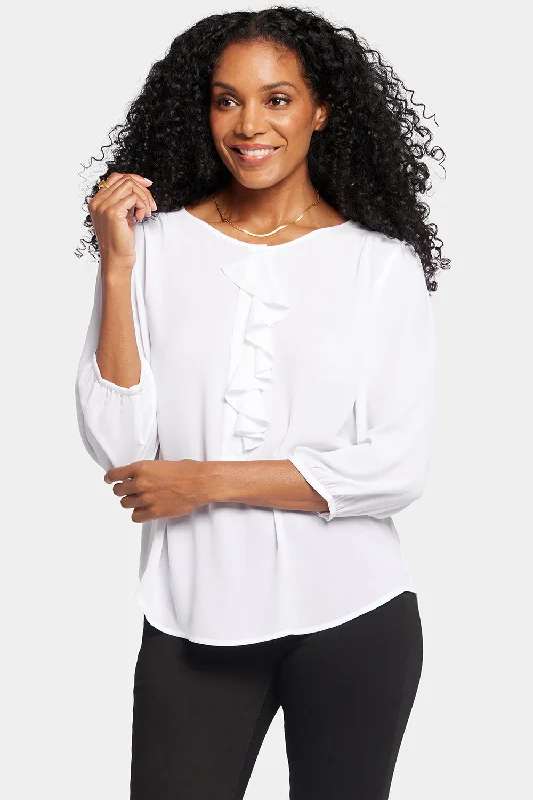 Flounce Front Blouse - Optic White Scandinavian