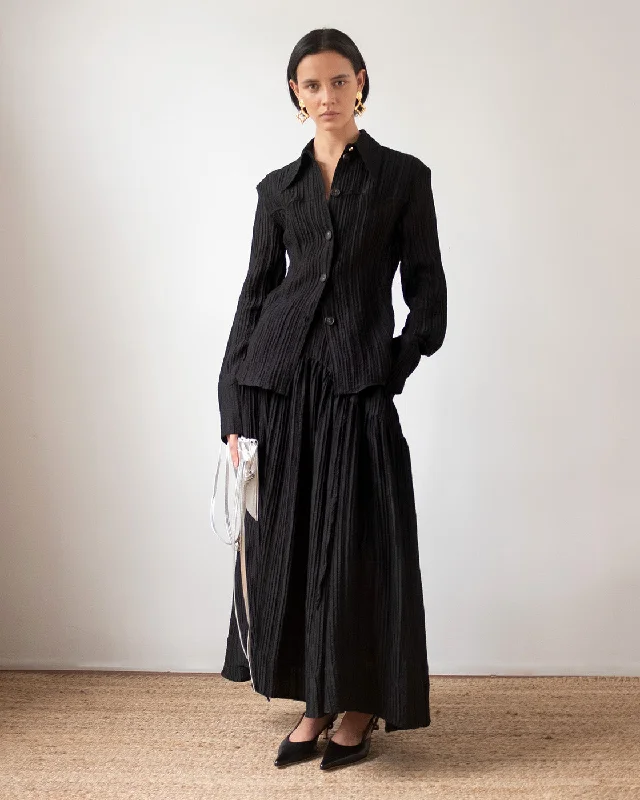 Camilla Shirt Tencel Blend Seersucker Black Bold Women's Statement