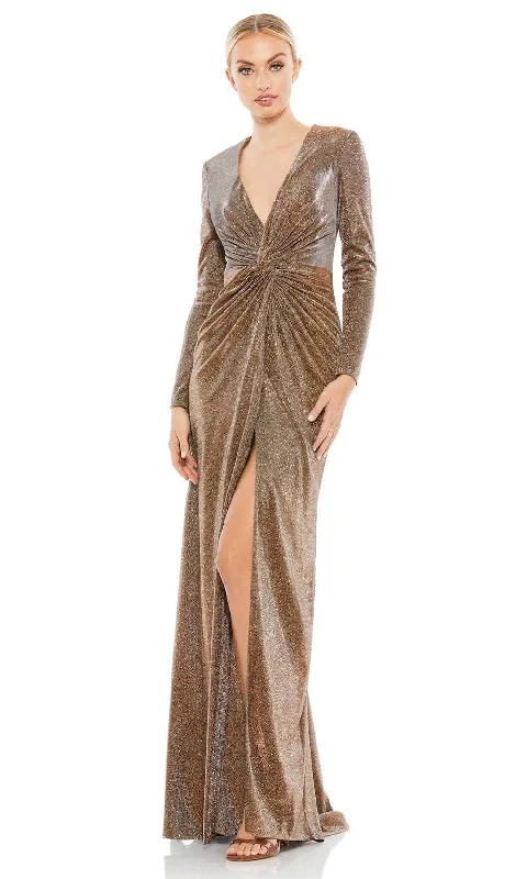 Ieena Duggal 261941 - Twist Front Metallic Evening Dress Monochromatic Office Style Ieena Duggal 261941 - Twist Front Metallic Evening Dress Monochromatic Office Style