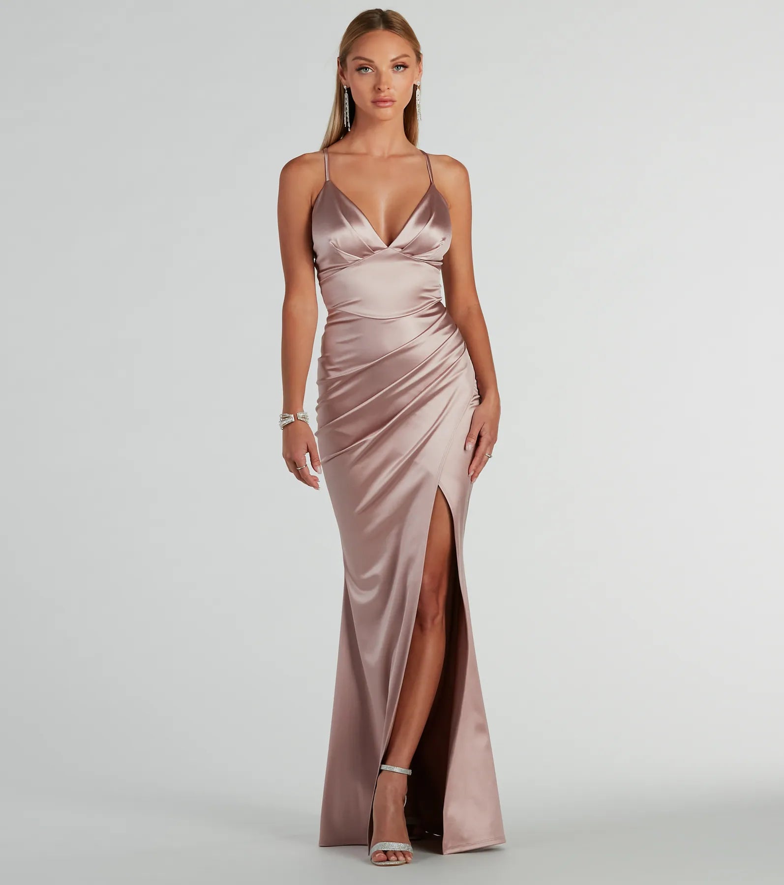 Zosia V-Neck Mermaid Satin Formal Dress Edgy Women's Punk