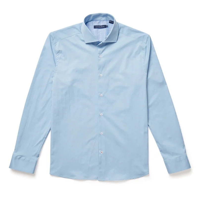Light Blue Solid Woven Drytouch Shirt Elegant Women's 