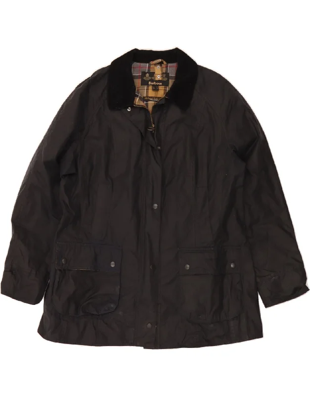 BARBOUR Womens Waxed Cotton Jacket UK 20 2XL Black Luxurious Women's High -  end