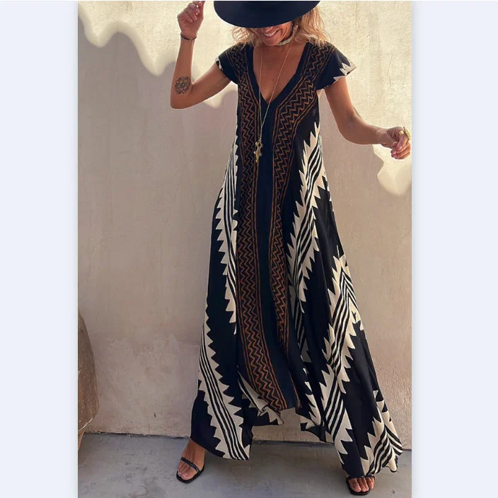 Bohemian Beach Low Cut Vintage Print Dresses Wholesale Dresses Bold Women's Animal Print Bohemian Beach Low Cut Vintage Print Dresses Wholesale Dresses Bold Women's Animal Print