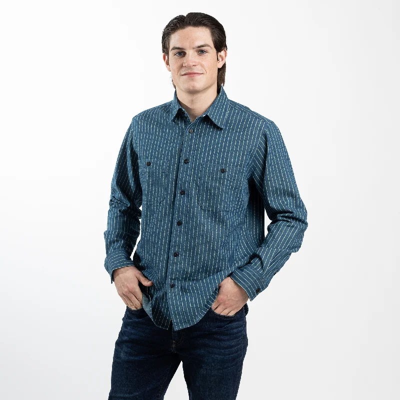Men's Blue Wabash Striped Shirt Sleek Women's Metallic