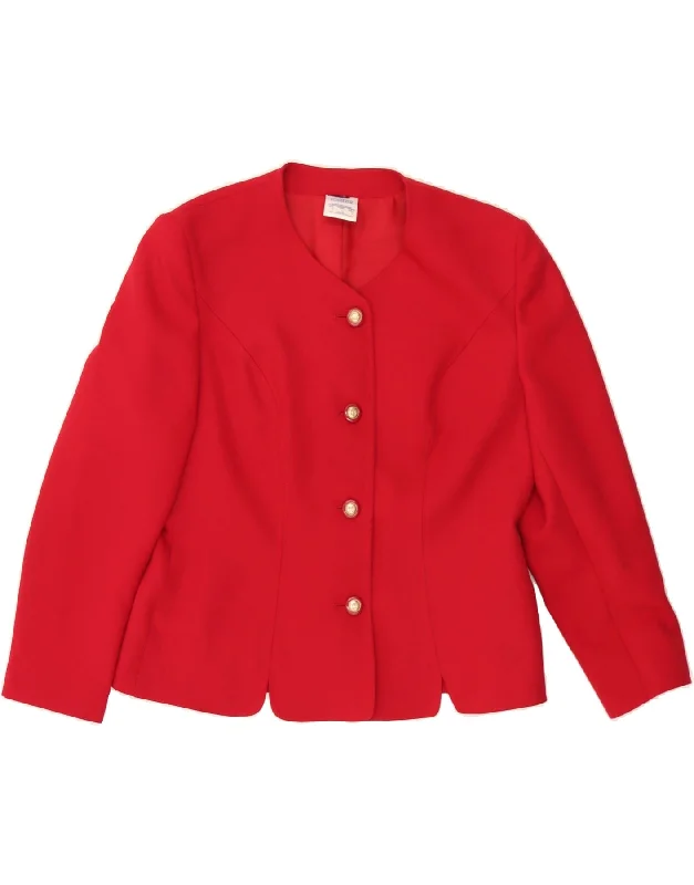 EASTEX Womens 3/4 Sleeve 4 Button Blazer Jacket UK 16 Large Red Polyester French