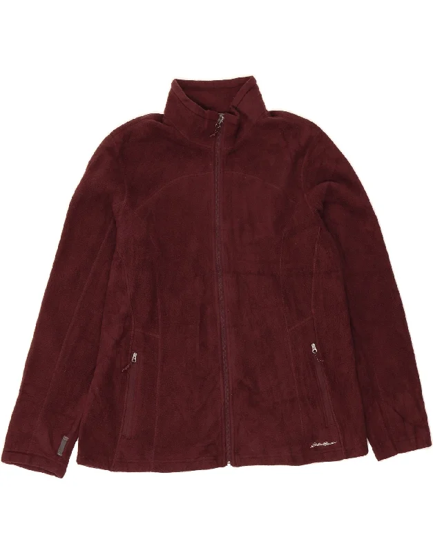EDDIE BAUER Womens Fleece Jacket UK 20 2XL Burgundy Polyester Trendy Women's Oversized