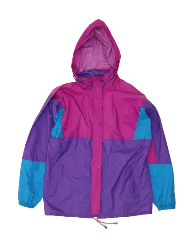 VINTAGE Womens Hooded Rain Jacket UK 16 Large Multicoloured Colourblock Sophisticated Women's VINTAGE Womens Hooded Rain Jacket UK 16 Large Multicoloured Colourblock Sophisticated Women's