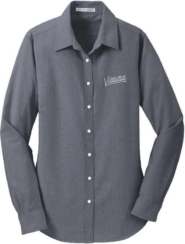 Port Authority Ladies SuperPro Oxford Shirt Classic Women's Pin - striped