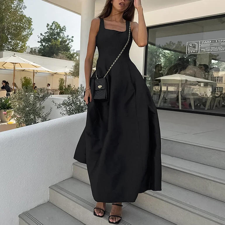 Simple Sling Sleeveless Solid Color Square Neck Dress Wholesale Dresses Trendy Women's Oversized Simple Sling Sleeveless Solid Color Square Neck Dress Wholesale Dresses Trendy Women's Oversized