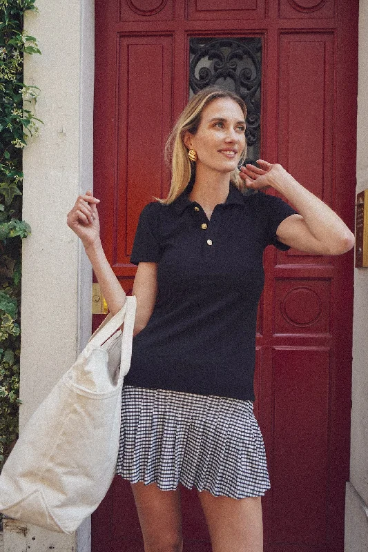 The Reagan Polo - Black Luxurious Women's High -  end