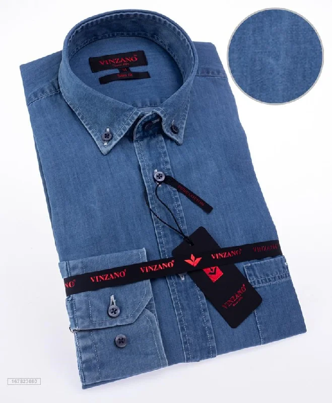 Jean shirt in wash blue Cozy Women's Sherpa - lined