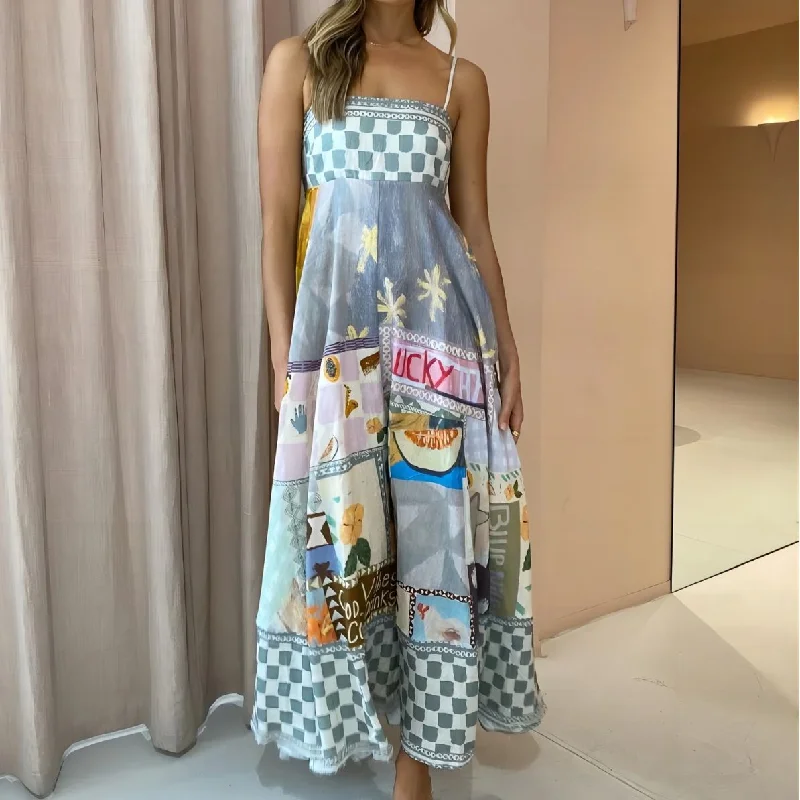 Sexy Graffiti Print Bustier Camisole Dress Wholesale Dresses Adventure