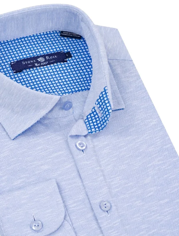Baby Blue Flame Knit Long Sleeve Shirt Modern Women's Tech