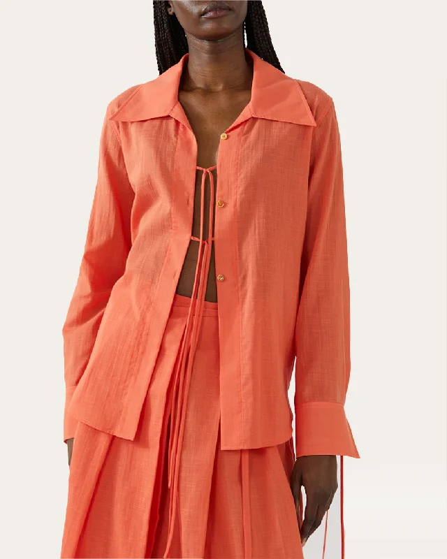 Saskia Shirt Cotton Coral Disco