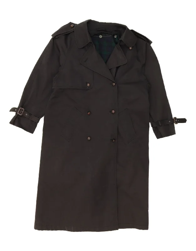 BHS Womens Trench Coat UK 12 Medium  Black Polyester Confident Women's Power