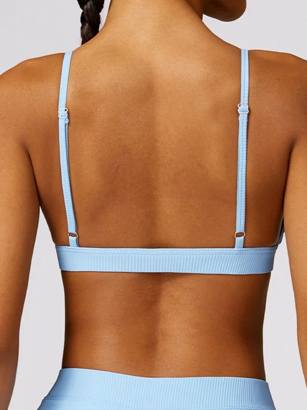 ZASUWA Female Super Deep V Backless Ribbed Sports Bras Earthy Women's 