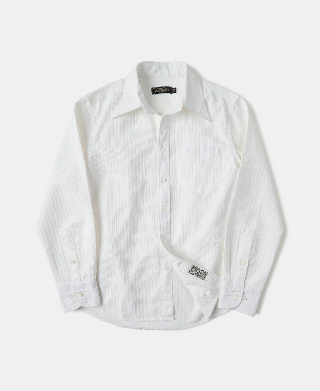 1920s Point Collar Jacquard Textured Dobby Shirt Sophisticated Women's Tailored