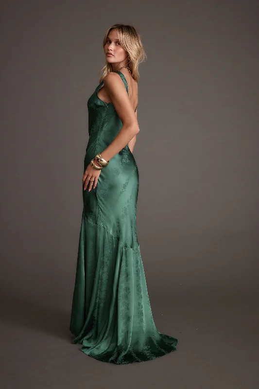 Willow Emerald Jacquard Maxi Dress Dynamic Women's High - energy