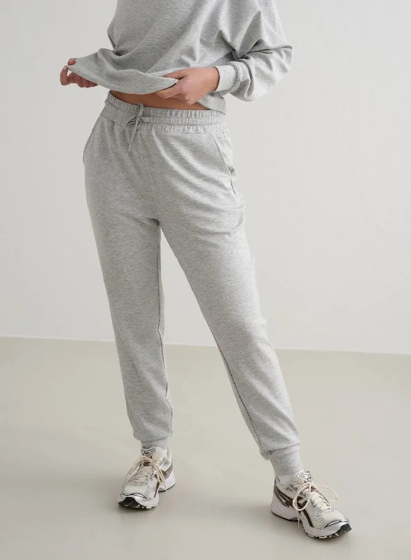 Light Grey Melange Comfy Modal Pants Confident Women's High - fashion