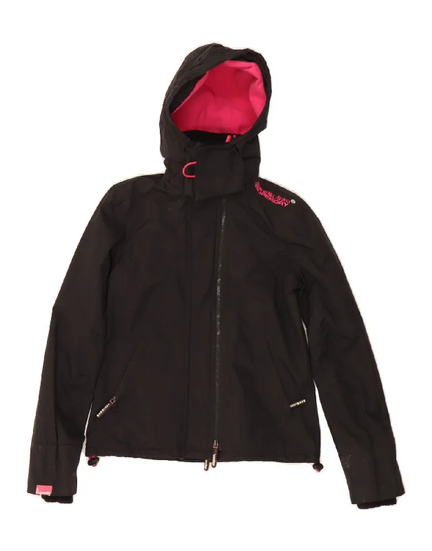SUPERDRY Womens Windcheater Hooded Windbreaker Jacket UK 10 Small Black Cool Women's Skate SUPERDRY Womens Windcheater Hooded Windbreaker Jacket UK 10 Small Black Cool Women's Skate