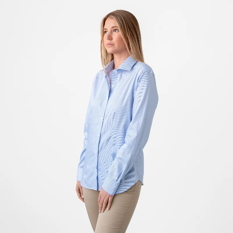 Women's Blue Striped Dress Shirt Cashmere