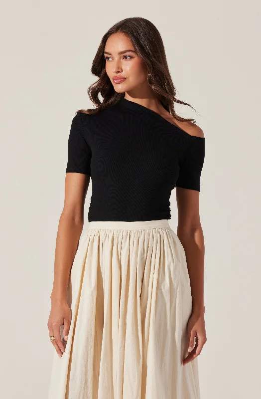 Ash Ribbed Off Shoulder Top Earthy Women's Hemp - based