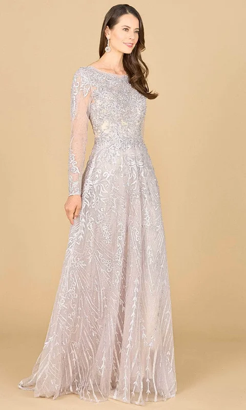 Lara Dresses 29154 - Illusion Lace Embroidered Gown Classic Women's Pin - striped