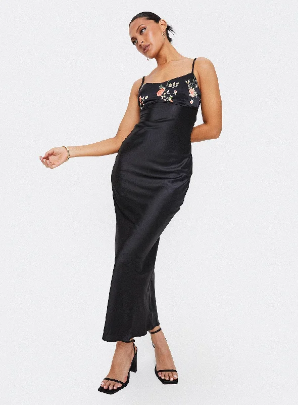 Larver Maxi Dress Black Practical Women's Multi - 