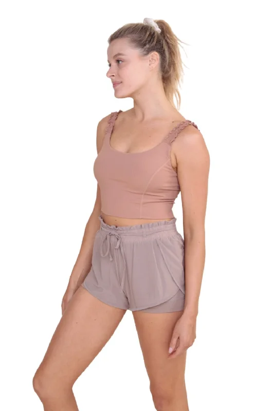 Mono B Crop Ruffle Strap Bra Top AT-B0487 Bohemian Women's Free