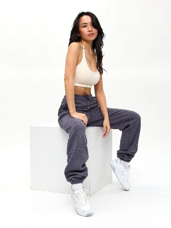 Plush Fleece Jogger - Blue Steel Laid - back Women's Style