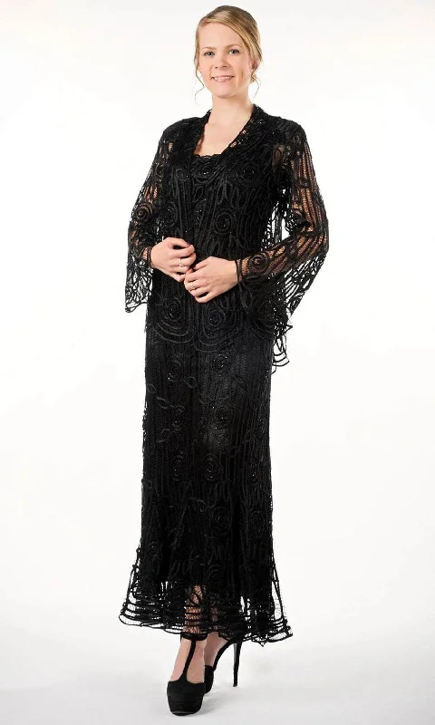 Soulmates C1068 - Beaded Silk Lace Collar Jacket With Godet Dress Set British Gentlewoman Style Soulmates C1068 - Beaded Silk Lace Collar Jacket With Godet Dress Set British Gentlewoman Style
