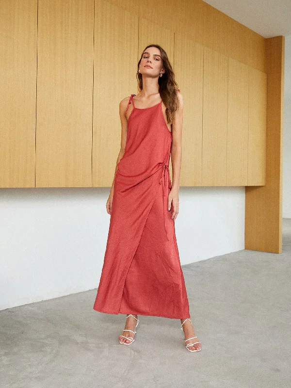 Casual Plain Knot Sleeveless Spaghetti Strap Wrap Natural Maxi Dress Sporty Women's Tennis Casual Plain Knot Sleeveless Spaghetti Strap Wrap Natural Maxi Dress Sporty Women's Tennis