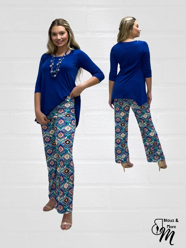 Mid Rise Straight Leg Pull-on Digital Print Palazzo Pants - DIGITAL Business