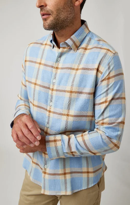 Light Blue Tartan Plaid Drytouch Shirt Classic Women's Tweed