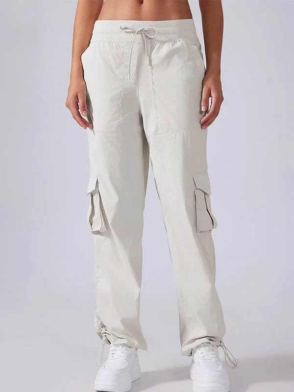 ZASUWA Female Pocket Casual Loose Cargo Drawstring Pants Contemporary 