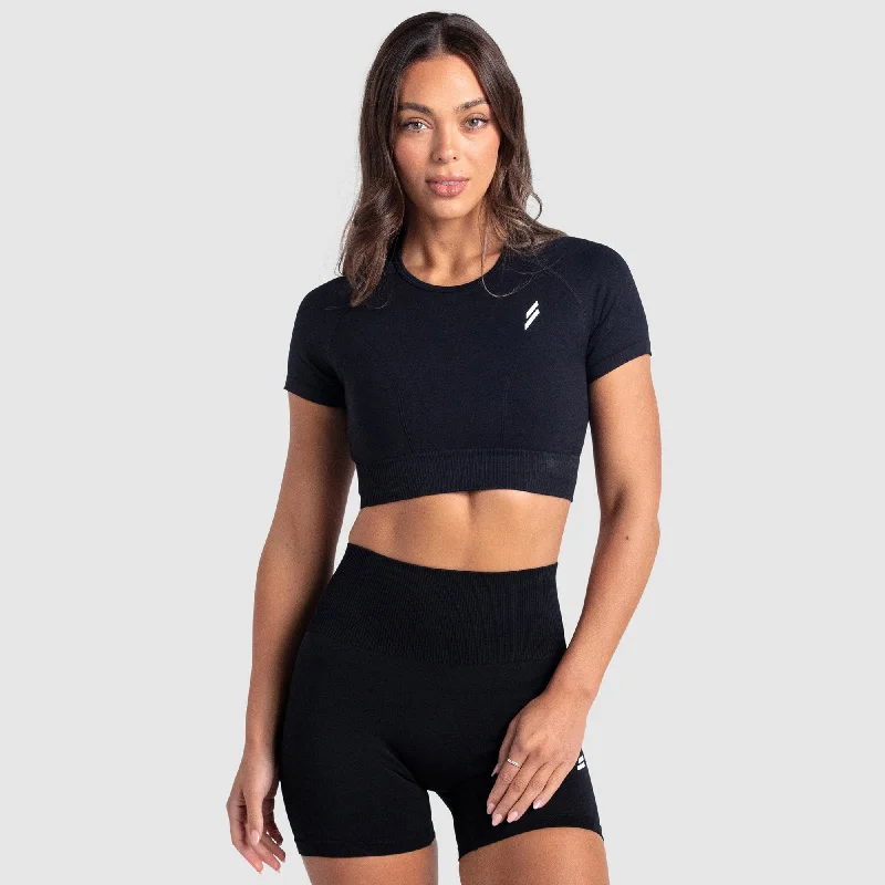 Hyperflex 2 Cropped Tee - Black Polished Women's Silk
