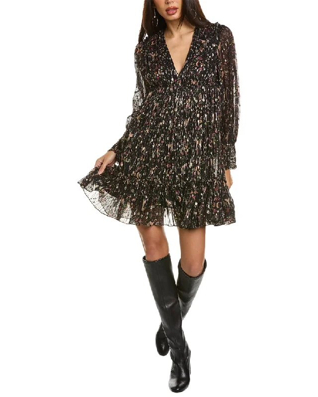 Sandro Gathered Coupé Silk-Blend Crepon Mini Dress Hip Women's Urban
